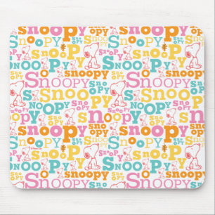Mousepad Padrão de Texto do Pastel do Snoopy
