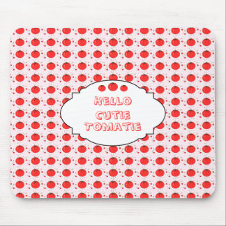 Mousepad Padrão de Tomate Vermelho Fofo Olá Cutie Tomatie