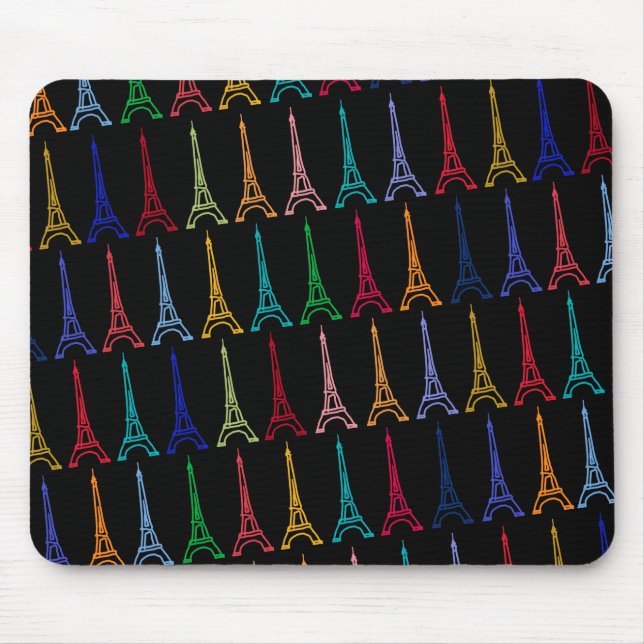 Mousepad padrão de torres do eiffel colorida (Frente)