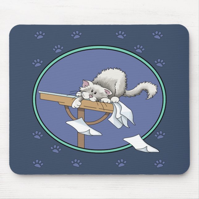 Mousepad Padrão de travessuras de gato (Frente)