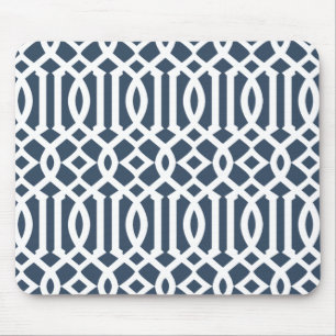Mousepad Padrão de Trellis Azul do Marinho Moderno