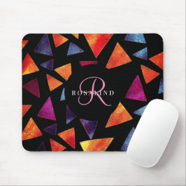 Mousepad Padrão de Triângulos Coloridos Elegantes Monograma