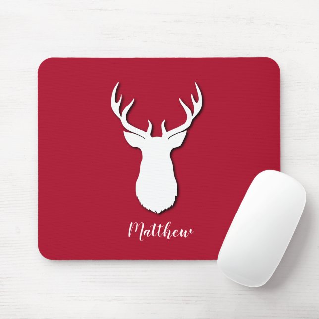 Mousepad Padrão de Troféu de Veado Fofo Festivo (Com mouse)