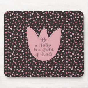 Mousepad Padrão de Tulipa Rosa Simples Doce - Todas as dire