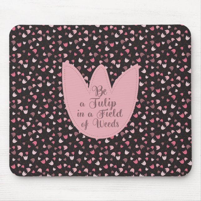 Mousepad Padrão de Tulipa Rosa Simples Doce - Todas as dire (Frente)