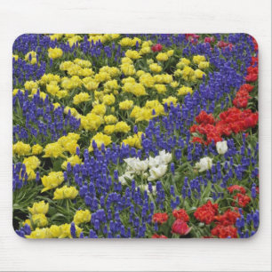 Mousepad Padrão de tulipas e flores de jacinto de uva, 2