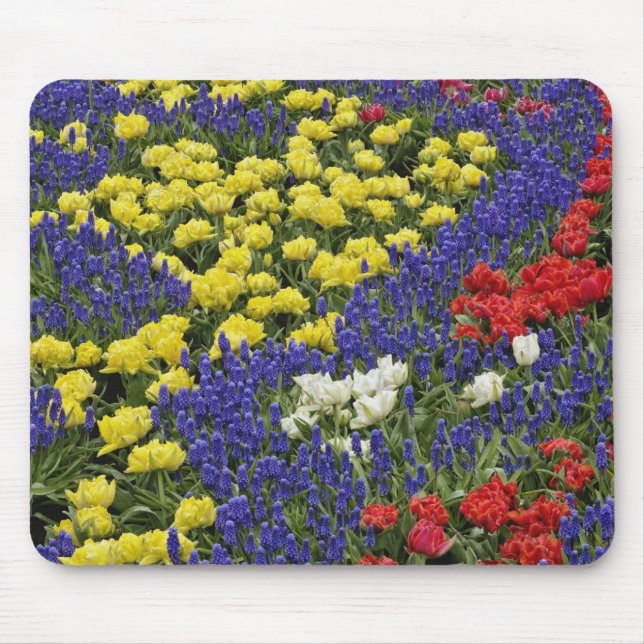 Mousepad Padrão de tulipas e flores de jacinto de uva, 2 (Frente)
