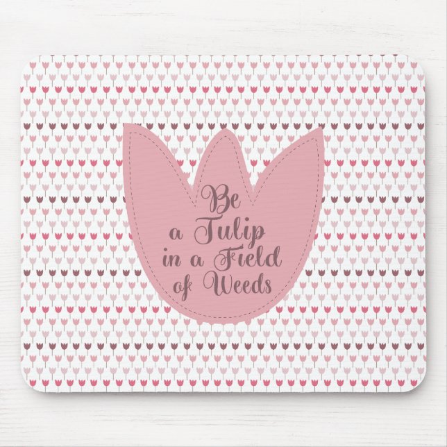 Mousepad Padrão de Tulipas Rosa Simples (Frente)