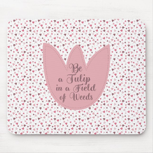 Mousepad Padrão de Tulipas Rosa Simples Doce - Todas as dir (Frente)