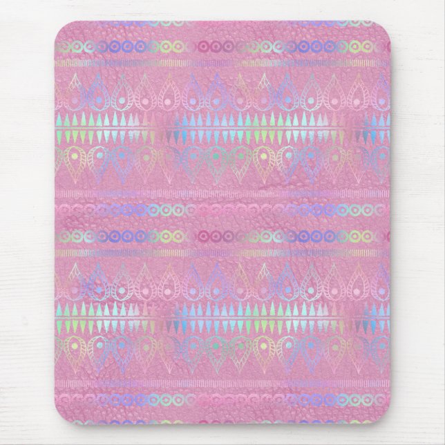 Mousepad Padrão de Unicórnio Boêmiano Iridescente (Frente)