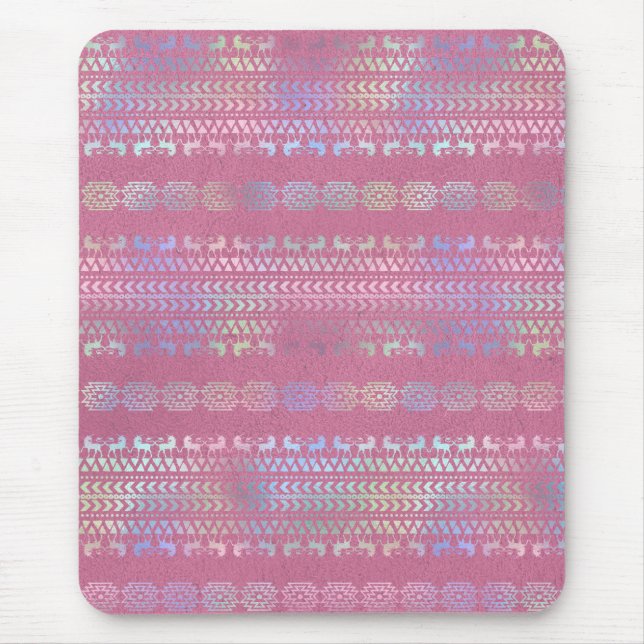 Mousepad Padrão de Unicórnio Boêmio Iridescente (Frente)