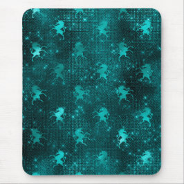 Mousepad Padrão de Unicórnios com Glitter Glam Ombre Verde 