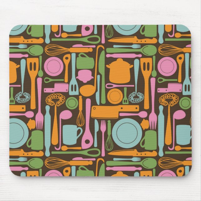 Mousepad Padrão de Utensílios de cozinha 3 (Frente)