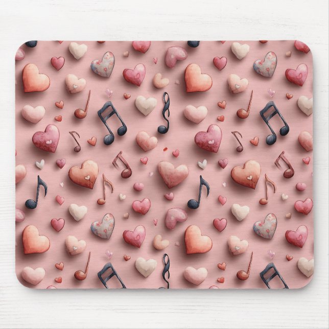 Mousepad Padrão de Vales do Coração Musical (Frente)