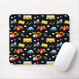 Mousepad Padrão de Veículos de Desenho Animado Fofo