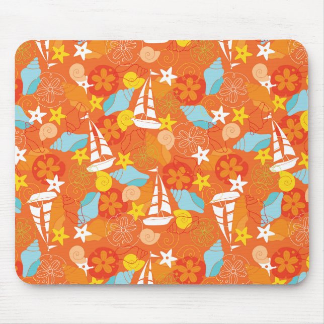 Mousepad Padrão de veleiro tropical (Frente)