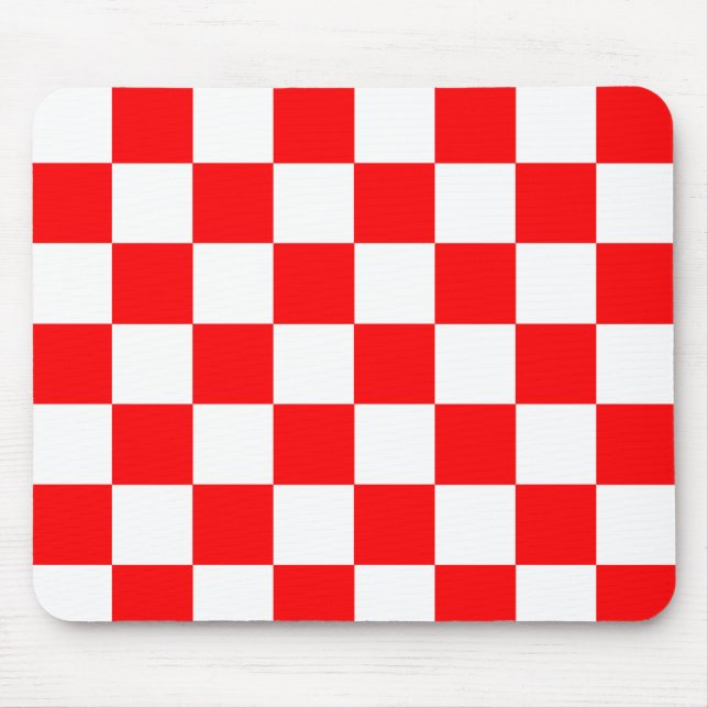 Mousepad Padrão de Verificação de Branco Vermelho (Frente)