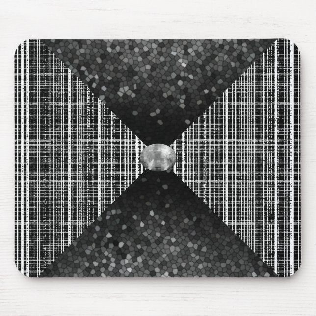 Mousepad Padrão de verificação de Cinza, branco e preto (Frente)