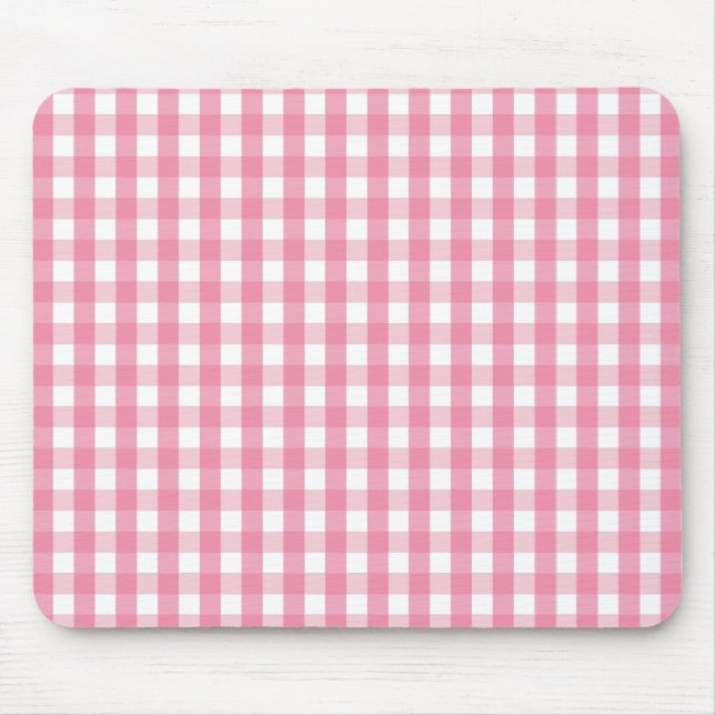Mousepad Padrão de Verificação de Gingham Rosa (Frente)
