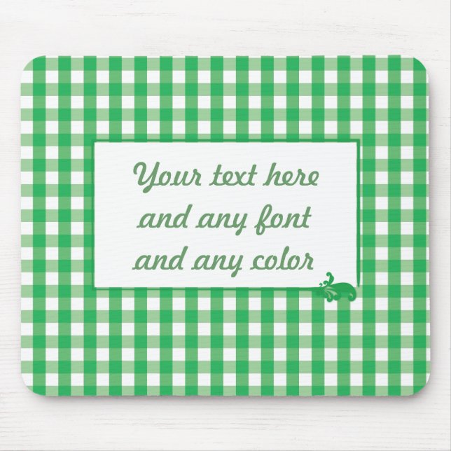 Mousepad Padrão de Verificação de Gingham Verde (Frente)