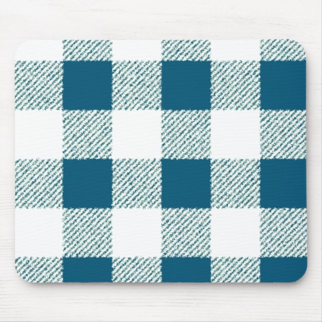 Mousepad Padrão de Verificação de Gingham Verde Azul (Frente)