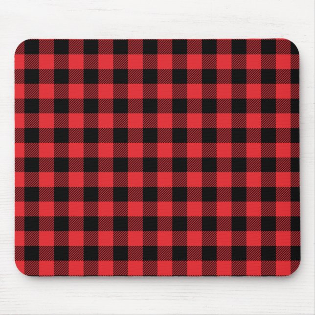 Mousepad Padrão de Verificação do Flannel Buffalo Vermelho (Frente)