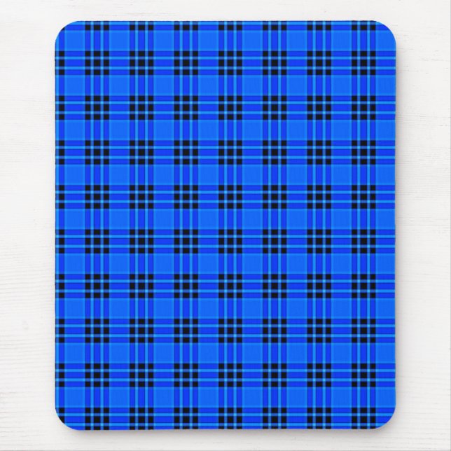 Mousepad Padrão de Verificação Real Azul xadrez Preto - 576 (Frente)