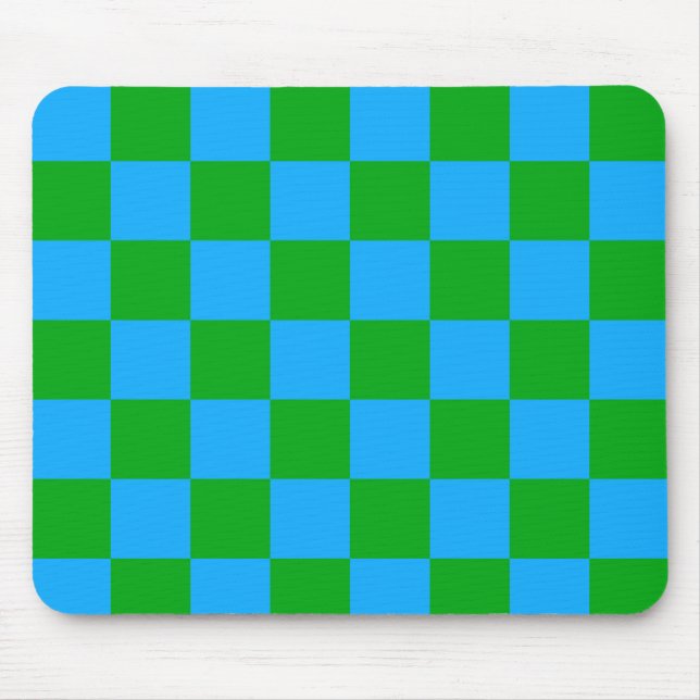 Mousepad Padrão de Verificação Verde Azul (Frente)