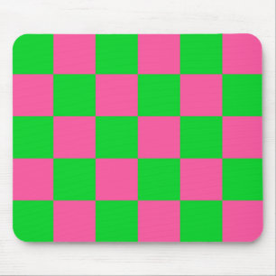 Mousepad Padrão de Verificação Verde Cor-de-Rosa