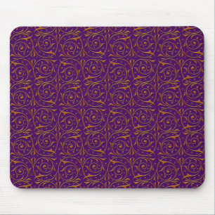 Mousepad Padrão de Videira Roxo e Dourado