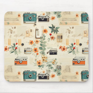 Mousepad Padrão de Vintage Floral & Camera (6)