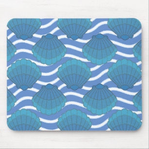 Mousepad Padrão De Vintage Seashell E Ondas