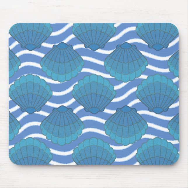 Mousepad Padrão De Vintage Seashell E Ondas (Frente)