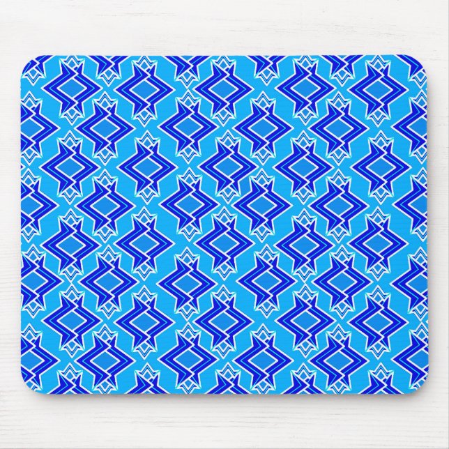 Mousepad Padrão de Wallpaper Art Deco, Azul Ceruliano (Frente)