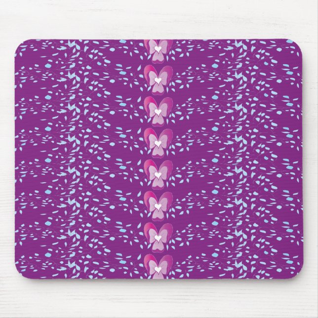 Mousepad Padrão de wallpaper de Violetas Florais Rosa Vinta (Frente)