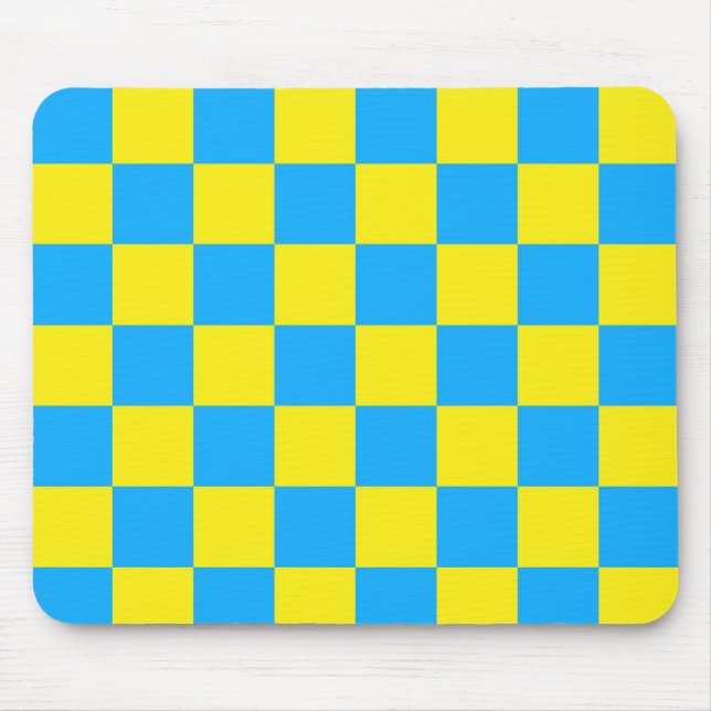 Mousepad Padrão de Xadrez Amarelo Azul Xadrez (Frente)