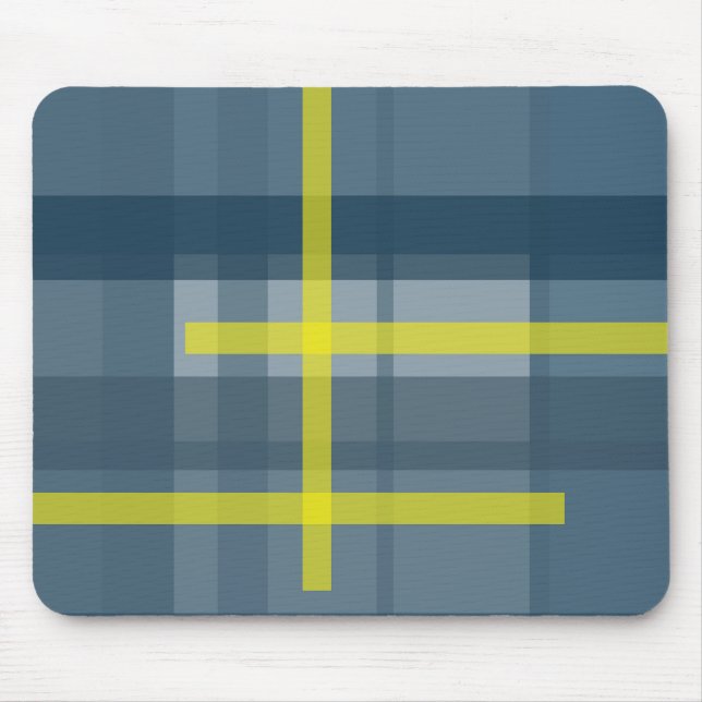 Mousepad Padrão de xadrez azul e amarelo (Frente)