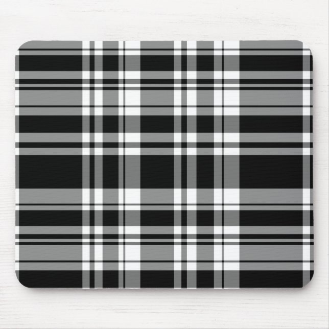 Mousepad padrão de xadrez branca preto elegante (Frente)