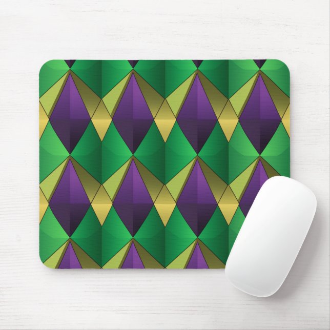MOUSEPAD PADRÃO DE XADREZ MARDI GRAS PURPER E VERDE (Com mouse)