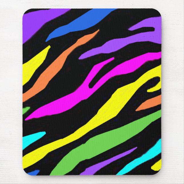 Mousepad Padrão de Zebra Colorida - Prato-do-mouse (Frente)