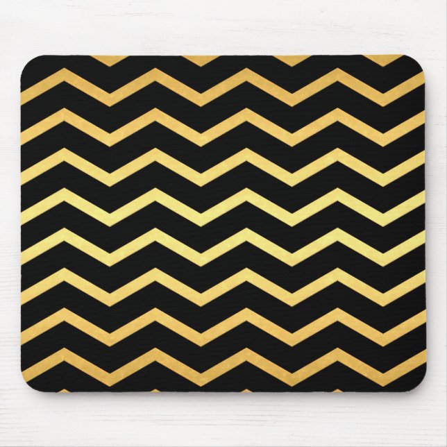 Mousepad Padrão de Zig Dourado e preto (Frente)