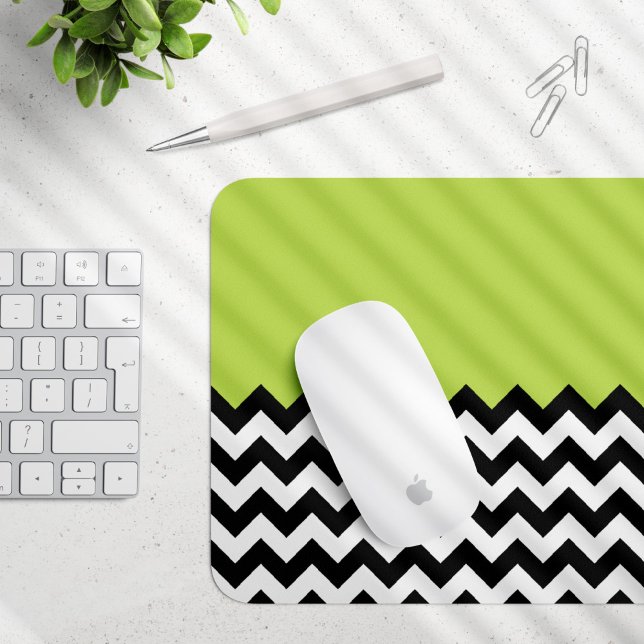 Mousepad Padrão de ziguezague preto e branco, Chevron, verd (Criador carregado)