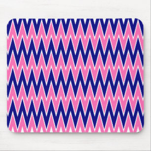 Mousepad Padrão de Zigzag Azul-Rosa-Quente e Marinho