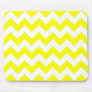 Mousepad Padrão de Zigzag branco e amarelo