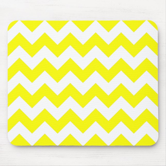 Mousepad Padrão de Zigzag branco e amarelo (Frente)