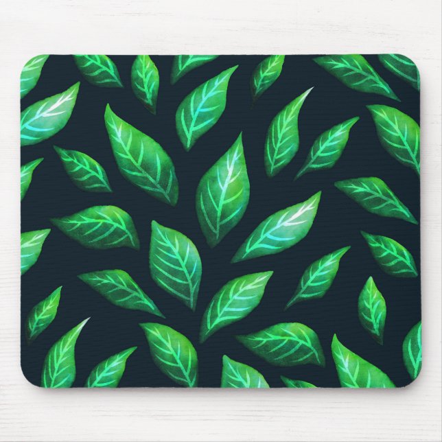 Mousepad Padrão Desenhado de Tinta Abstrato Escura do Verde (Frente)