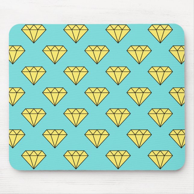 Mousepad Padrão Diamond - Amarelo e Turquesa (Frente)