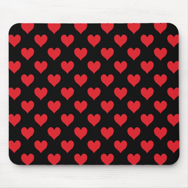 Mousepad Padrão do Coração Negro e Vermelho (Frente)