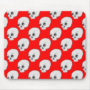Mousepad Padrão Do Crânio Em Fundo Vermelho