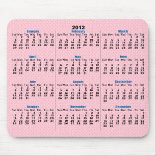 Mousepad Padrão do Diamante Rosa 2012 - Painel do Calendári